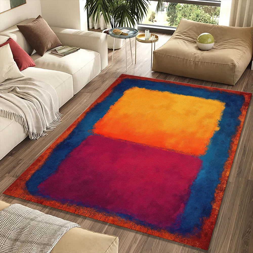 Rothko Style Color Field Rug Abstract Orange Magenta Blue Block