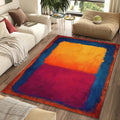 Rothko Style Color Field Rug Abstract Orange Magenta Blue Block