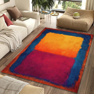 Rothko Style Color Field Rug Abstract Orange Magenta Blue Block
