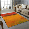 Textured Abstract Color Block Rug Distressed Red Orange Yellow