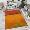 Textured Abstract Color Block Rug Distressed Red Orange Yellow