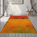 Textured Abstract Color Block Rug Distressed Red Orange Yellow