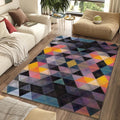 Geometric Abstract Triangle Rug Moody Dark Purple Yellow Diamond