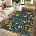 Dog Paw Print Pattern Rug Cute Pet Lover Bone Doodle Mat Deep