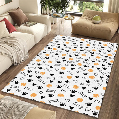 Minimalist Dog Paw Print Doodle Rug