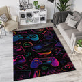 Neon Gaming Controller Pattern Rug Cyberpunk VR Headset Gamer