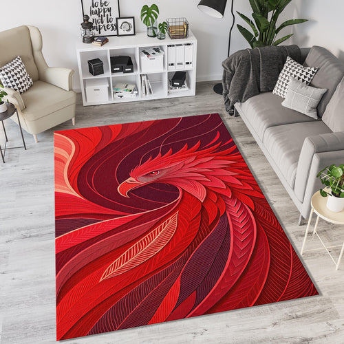 Majestic Phoenix Bird Geometric Rug