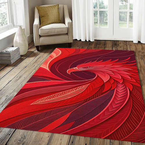 Majestic Phoenix Bird Geometric Rug