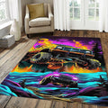 Neon Synthwave Monster Truck Rug Cyberpunk Off-Road Fire Jump Mat