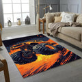 Fiery Orange Monster Truck Rug High Impact Graphic Big Tires Mat