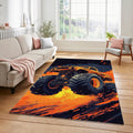 Fiery Orange Monster Truck Rug High Impact Graphic Big Tires Mat