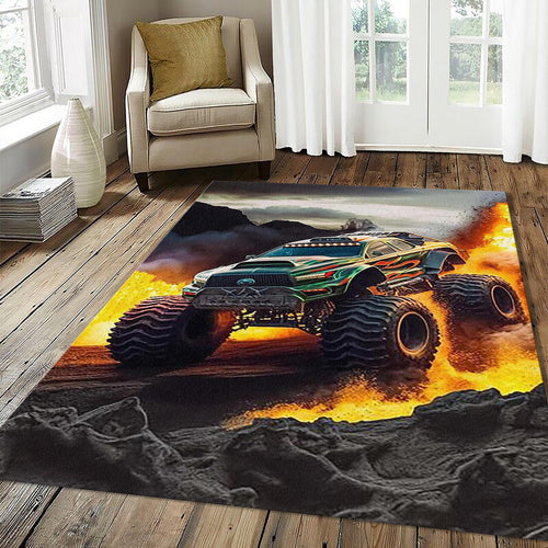 Realistic Monster Truck Off-Road Rug