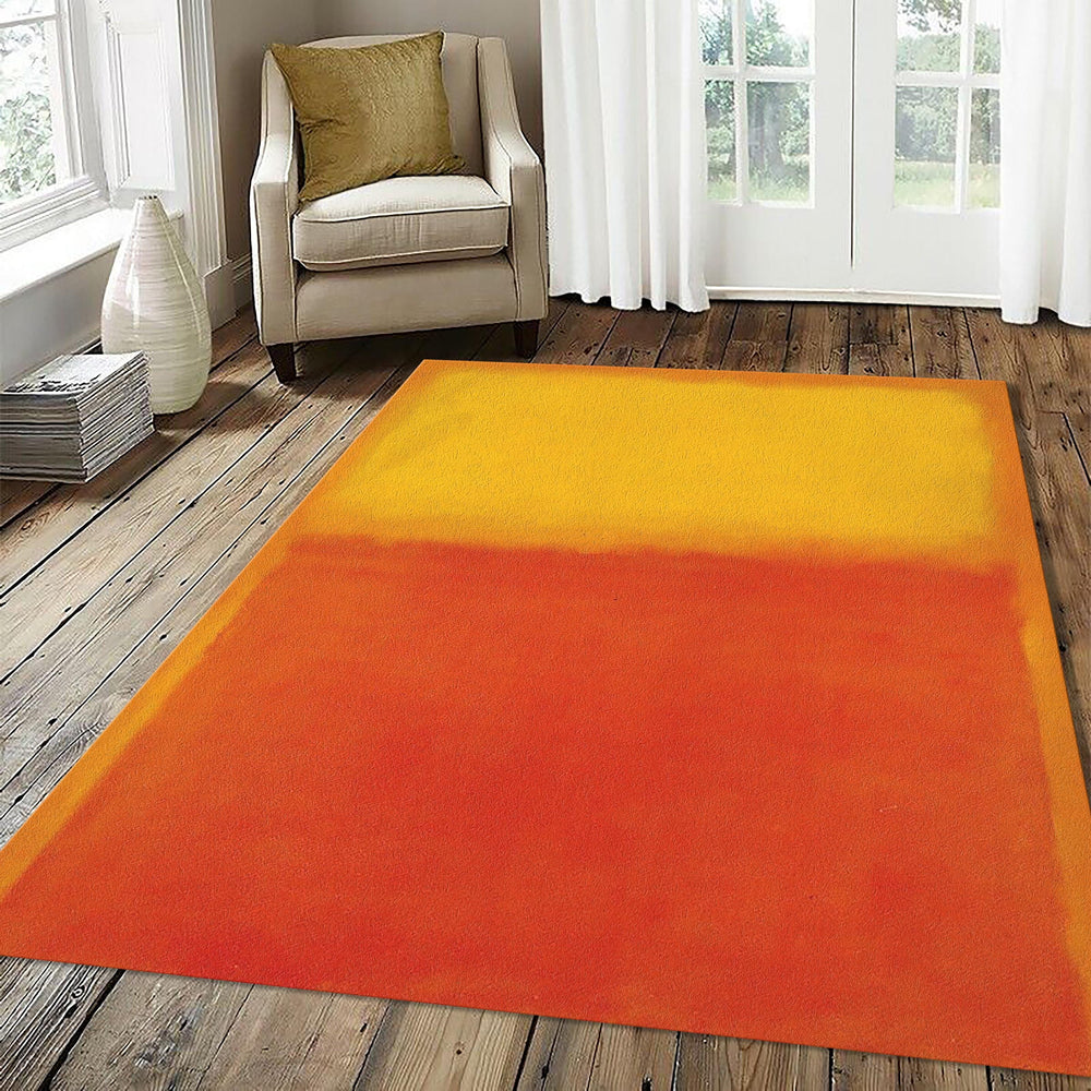 Rothko Style Color Field Rug Abstract Orange Art Mat Minimalist