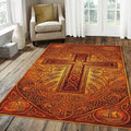 Ornate Celtic Cross Rug Medieval Knotwork & Spiritual Symbols Mat