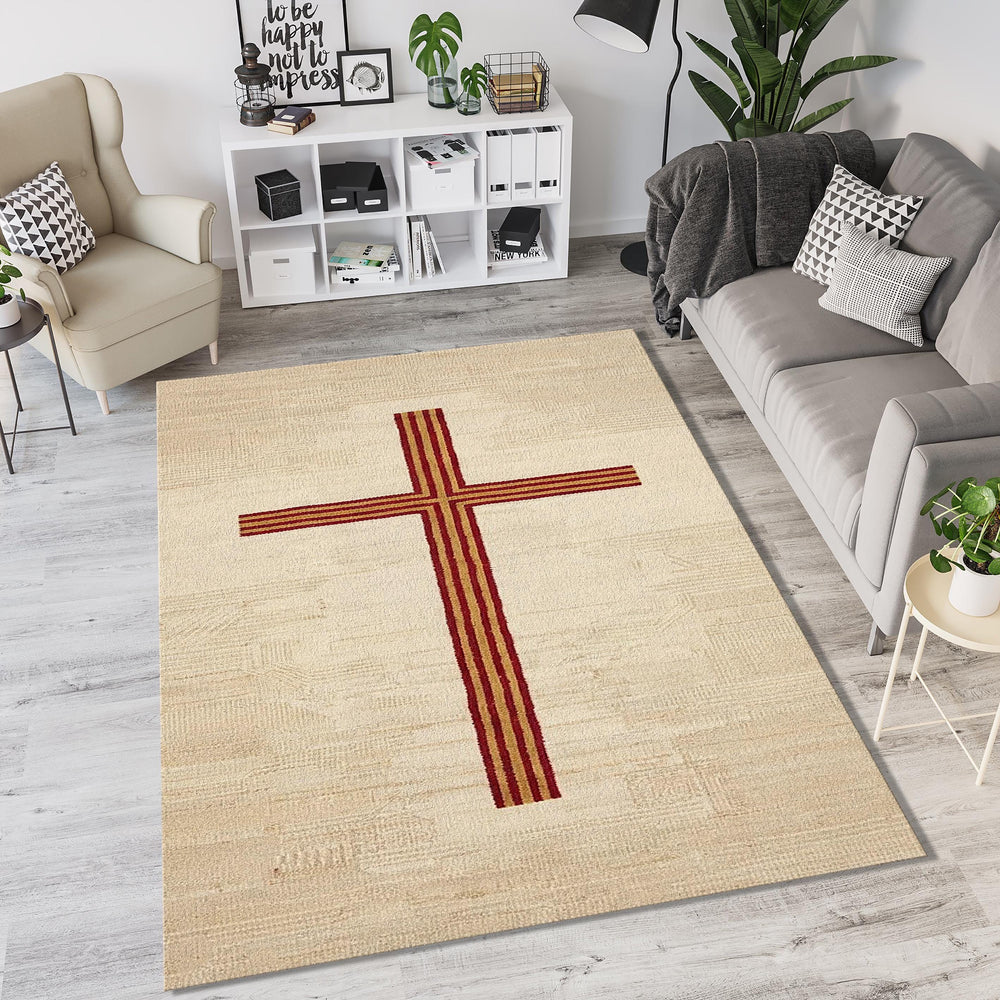 Minimalist Christian Cross Runner Rug