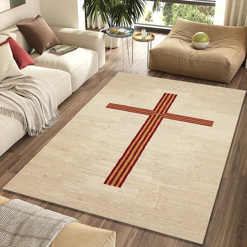 Minimalist Christian Cross Runner Rug