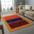 Abstract Color Block Painterly Rug Rothko Style Yellow Navy Red