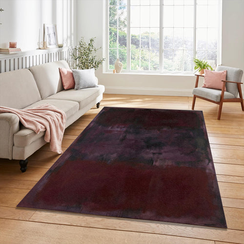 Rothko Style Dark Color Field Rug Abstract Burgundy Black