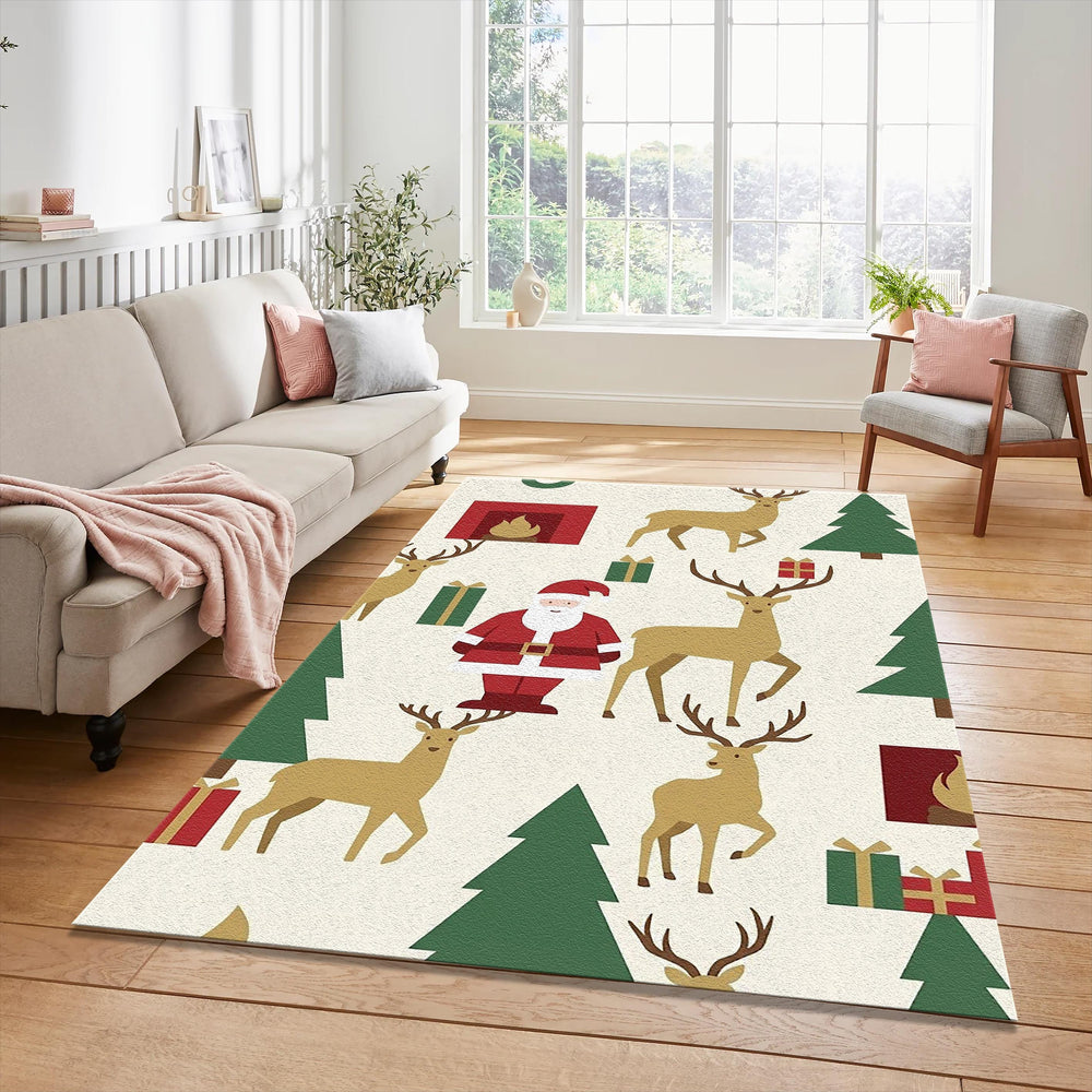 Minimalist Santa & Reindeer Christmas Rug