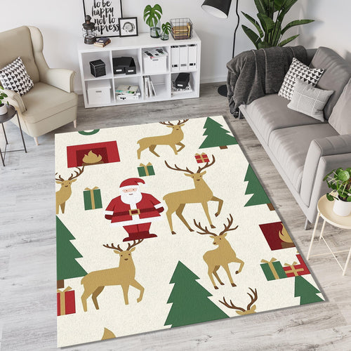 Minimalist Santa & Reindeer Christmas Rug