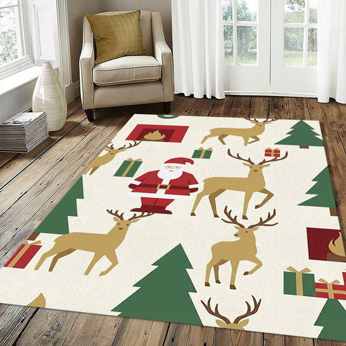 Minimalist Santa & Reindeer Christmas Rug