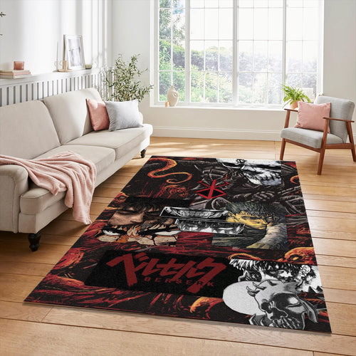 Berserk Chaotic Collage Rug Guts Demon Blood Red Black Anime Mat