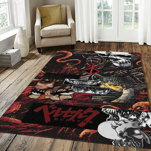 Berserk Chaotic Collage Rug Guts Demon Blood Red Black Anime Mat
