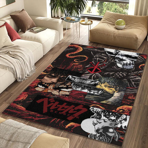 Berserk Chaotic Collage Rug Guts Demon Blood Red Black Anime Mat