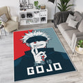 Gojo Pop Art Poster Rug JJK Hope Style Red Blue Fan Mat Manga