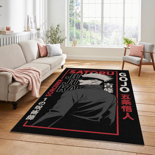 Gojo Pop Art Poster Rug JJK Hope Style Red Blue Fan Mat Manga
