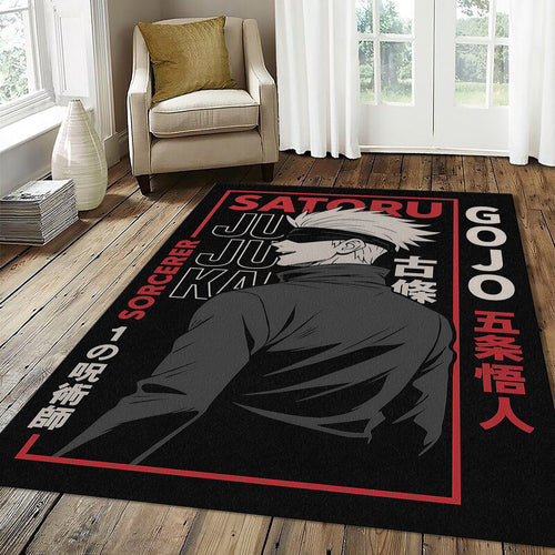 Gojo Pop Art Poster Rug JJK Hope Style Red Blue Fan Mat Manga