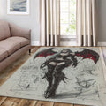 Gothic Demon Girl Rug, Dark Fantasy Area Rug