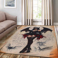 Gothic Demon Girl Rug, Dark Fantasy Area Rug