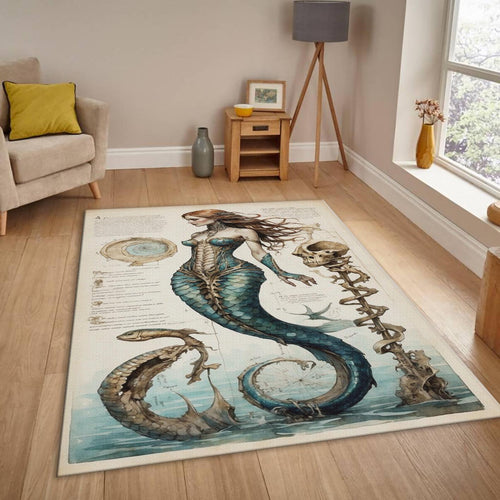 Goth Mermaid Rug, Dark Academia Area Rug