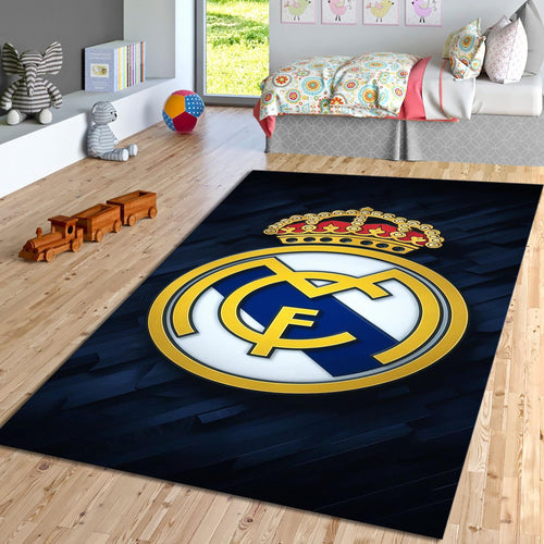 Real Madrid Crest Rug Luxury Man Cave Minimalist Mat Soccer Fan