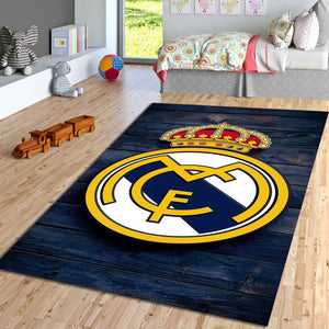 Real Madrid Rug Navy Blue 3D Texture Non-Slip Mat Modern Soccer