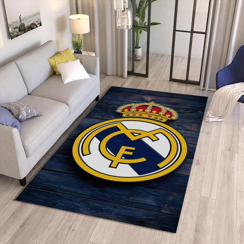 Real Madrid Rug Navy Blue 3D Texture Non-Slip Mat Modern Soccer