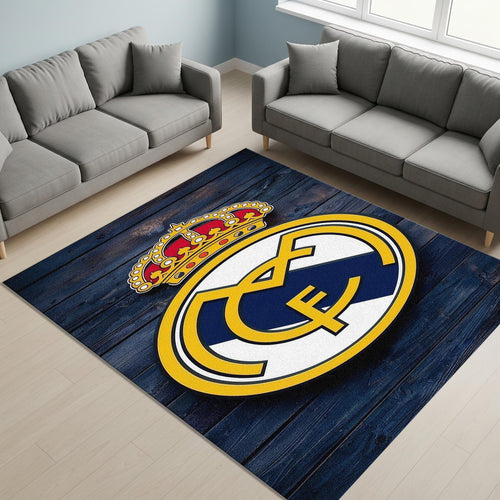 Real Madrid Rug Navy Blue 3D Texture Non-Slip Mat Modern Soccer
