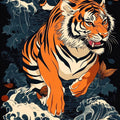 Japanese Tiger Waves Rug Living Room Decor Non-Slip Washable Mat