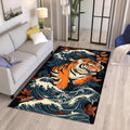 Japanese Tiger Waves Rug Living Room Decor Non-Slip Washable Mat