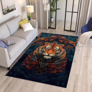 Majestic Tiger Art Nouveau Rug Boho Living Room Decor Non-Slip