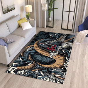 Japanese Dragon Tattoo Rug Man Cave Gaming Room Decor Non-Slip