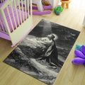 Jesus Prayer Gethsemane Rug Religious Living Room Decor Washable