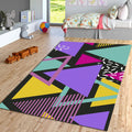 Memphis Style Geometric Rug Teen Bedroom Gaming Room Decor