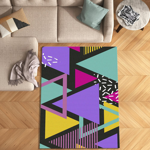 Memphis Style Geometric Rug Teen Bedroom Gaming Room Decor