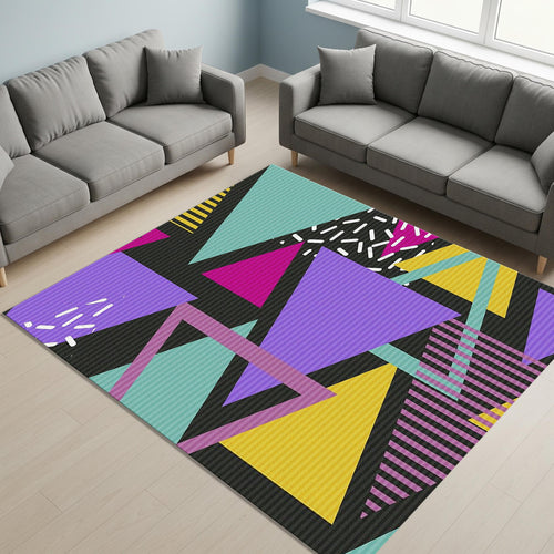 Memphis Style Geometric Rug Teen Bedroom Gaming Room Decor