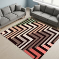 Modern Geometric Chevron Rug Earthy Sage Green Terracotta Living