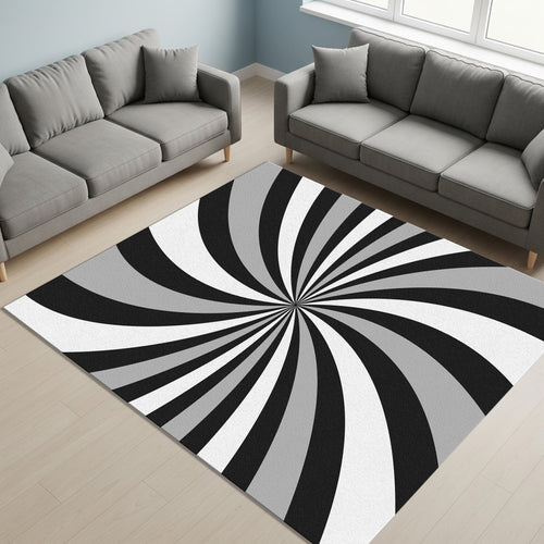 Hypnotic Spiral Op Art Rug Modern Living Room Decor Non-Slip