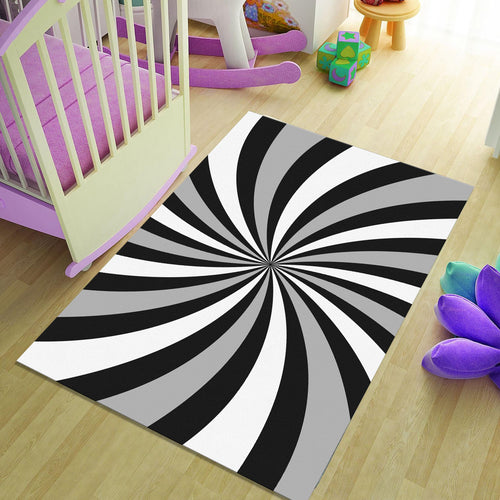 Hypnotic Spiral Op Art Rug Modern Living Room Decor Non-Slip