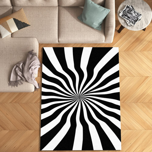 Hypnotic Optical Illusion Rug Modern Living Room Decor Non-Slip